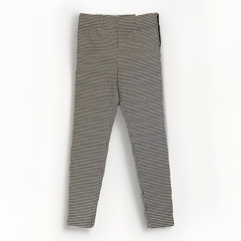 Zara Women's Hi Rise Pants Side Zip Black White Leggings Stretch Size L - NWT